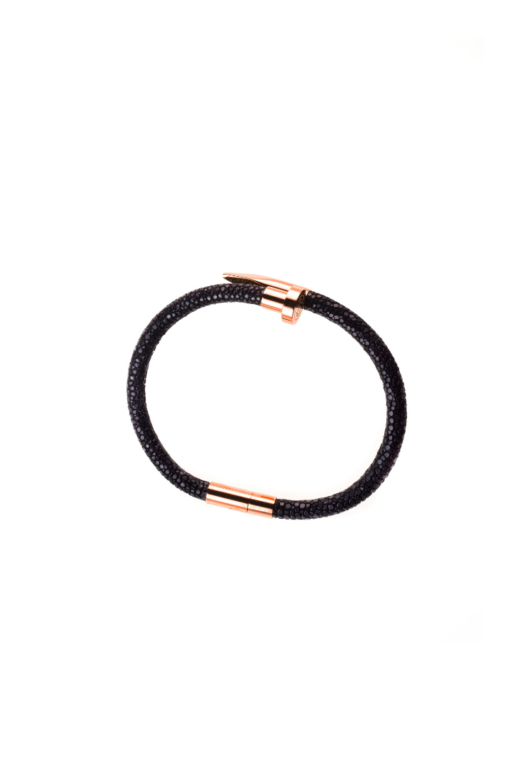 The Leather Rose Gold Bracelet